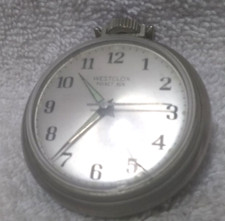 Westclox Pocket Ben Wind Up Pocket Watch Silver Dial Seconds Runs Cracked Class