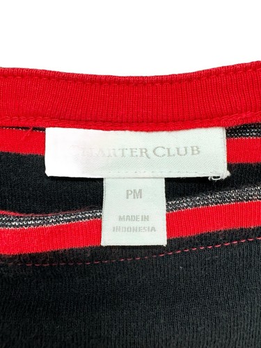 Charter Club Women’s Sz PM Red/Black Striped 3/4 Pullover Stretch Top - Bild 5 von 10