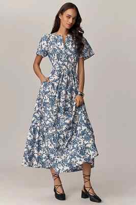 anthropologie blue floral dress By Print Midi By Anthropologie 93% Polyester This is your sign to