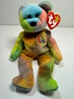Vintage Peace Bear Ty Beanie Baby 1996 Tie Dye Retired Style