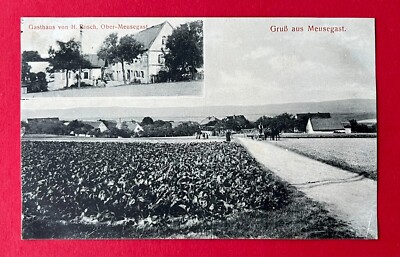 Postcard Meusegast near Dohna 1917 panorama and inn H. Rosch (153132