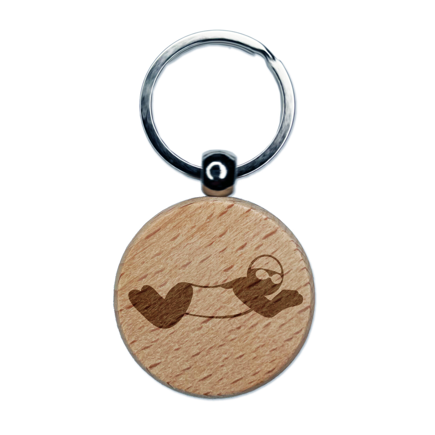 Swimming Swimmer Breaststroke Engraved Wood Round Keychain Tag Charm