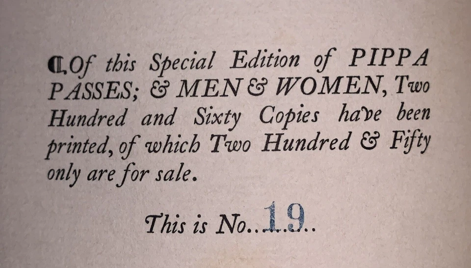 1 of 260, 1908, ROBERT BROWNING, PIPPA PASSES; MEN & WOMEN, BRICKDALE, VELLUM - Image 3 of 4