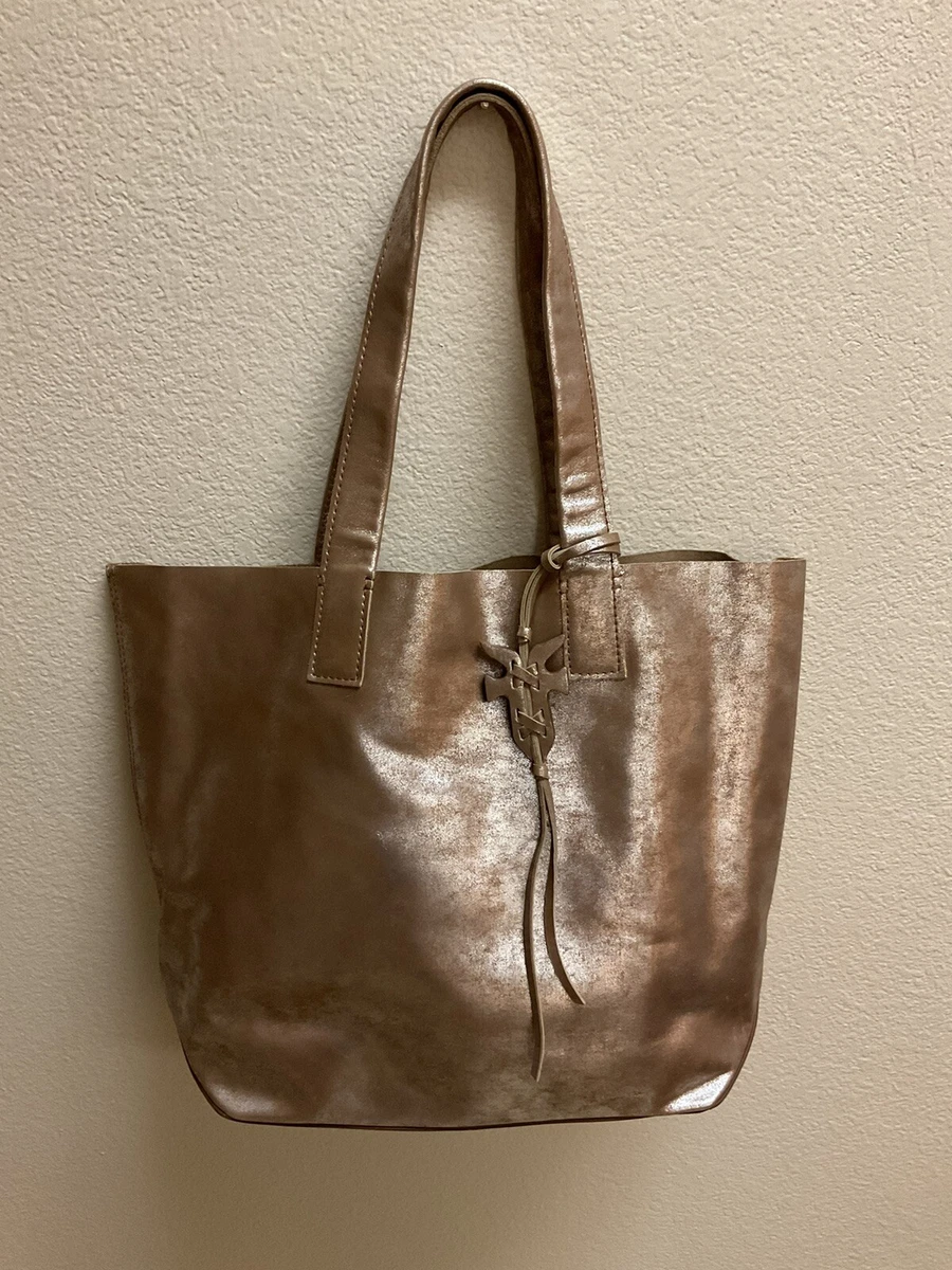 FRYE CARSON LARGE LEATHER TOTE BAG NWT Silver Multi Metallic eBay