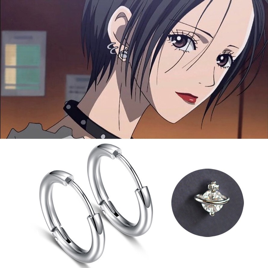 12MM Crystal Stud Earrings For Women Anime Punk Band Blast