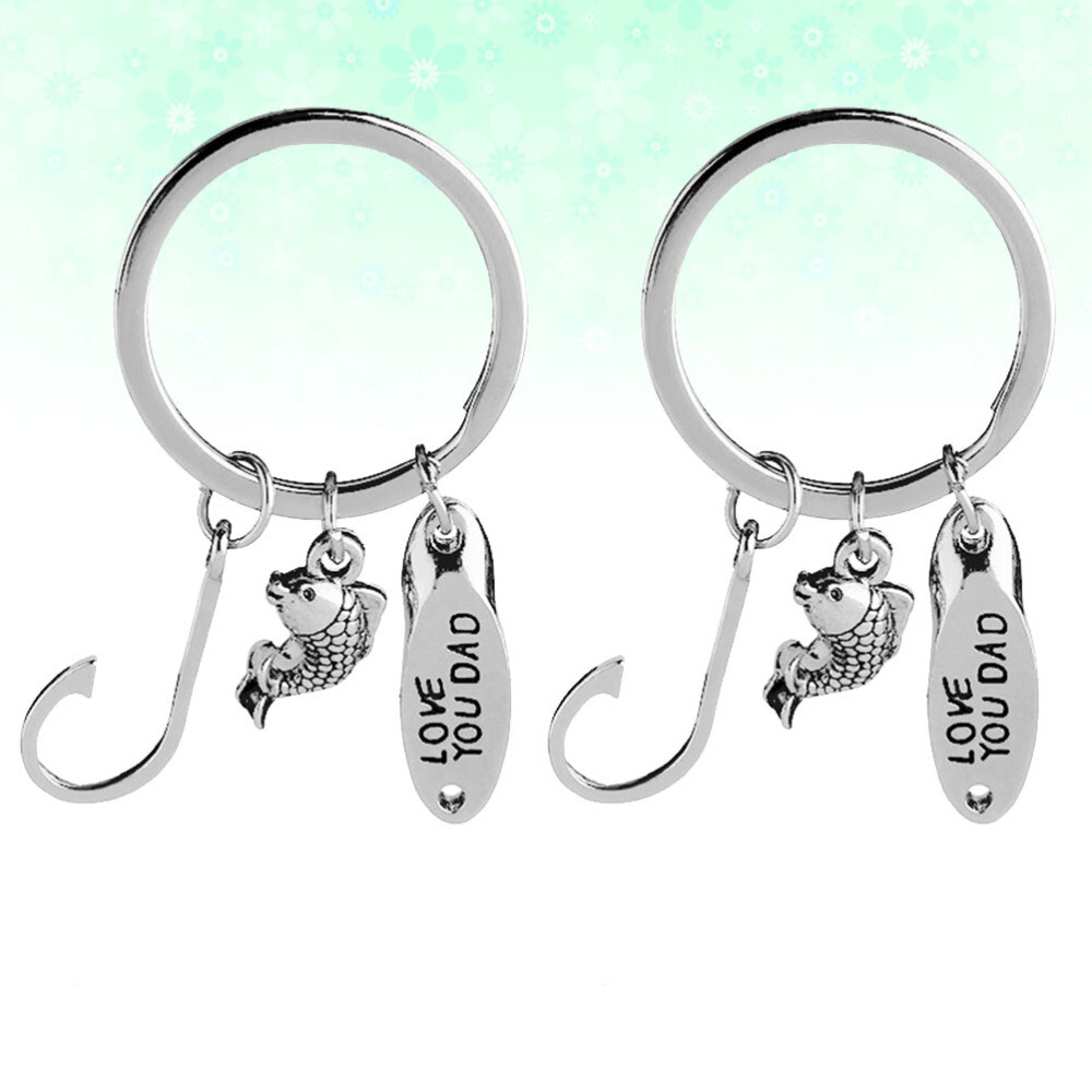 2PCS Fishing Lure Keychain Daddy Keyring Engraved Word Keychain eBay