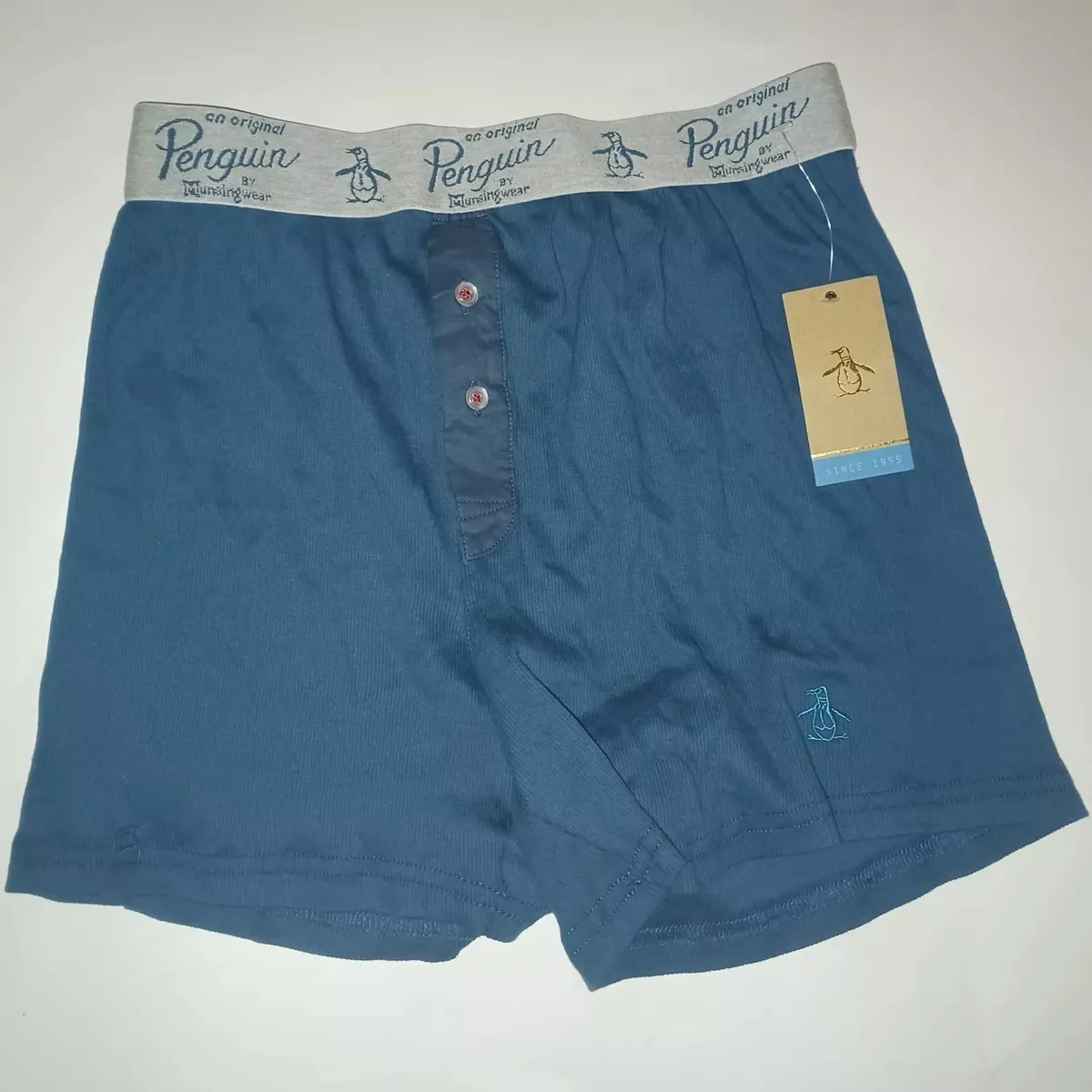 Penguin By Munsingwear Single Boxer Button Fly Small Blue