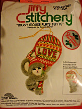 Sunset Designs Jiffy Stitchery Kit Merry Mouse Plays Tennis 3D Sealed 103 1978