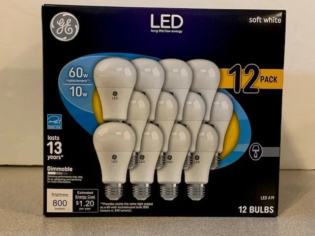 ✔️24 BULBS  GE LED Bulbs SOFT WHITE DIMMABLE A19 Light Bulb 10 Watt Replaces 60W - Image 3 of 4
