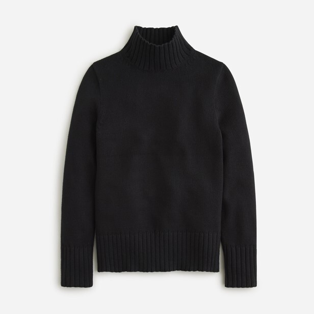 90s J.CREW ブラック　Lサイズ　名作　ボトルネック　wool100% New J Crew Women Black Turtleneck Long Sleeve 100% Cotton Sweater
