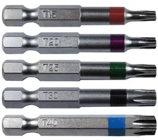TORX Driver Bit Set - 2 inch - T15, T20, T25, T30, T40 ~ Quick-Change Shank Torx