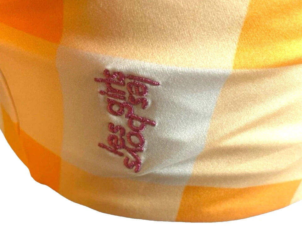 Long Sleeve Swim Crop Top Women’s UK Size S Yellow Check Scoop Neck Summer Beach - Изображение 4 из 4