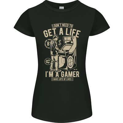 Gaming Ich Brauche Kein Leben Gamer Damen Petite Cut Maglietta