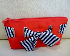 Napoleon Perdis Red Makeup Cosmetics Bag with Satin Bow Tie, Brand New! 