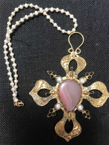 COOTIE PRODUCTIONS Distortion Cross Pearl Necklace (Type-1) CTE