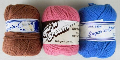Lily Sugar'n Cream Cotton Yarn Lot of 11 Mixed Colors 2 Oz- 3 Oz  Buttercream