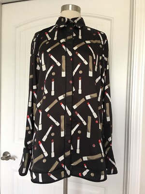 VVB VICTORIA BECKHAM LIPSTICK PRINT MOTHER OF PEARL BUTTON DOWN