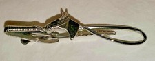 Vintage HICKOK HORSE + RIDING CROP TIECLASP bar USA silvertone