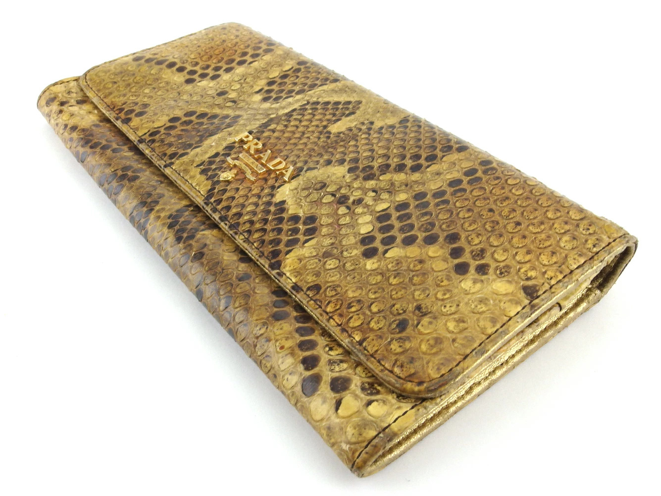Prada Python Wall Zip Wallet Beige Brown Leather … - image 4