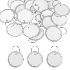 25 Pcs 1.2" Metal Rim Key Tags Identifiers Round Blank Paper Tags White
