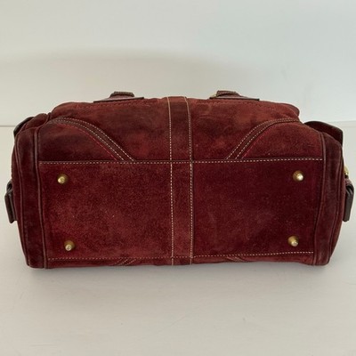 Coach Suede Vintage Mia Soho Satchel Bag with Leather Trim Red