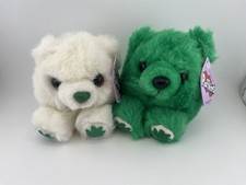 2 Puffkins St. Patrick's Day Plush PATRICK  PATTY 5" Green Bear Shamrocks NWT