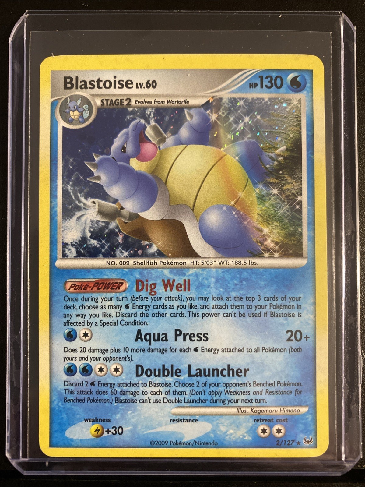 Pokémon TCG Blastoise Holo Rare Card 2/127 Platinum Base Set 2009