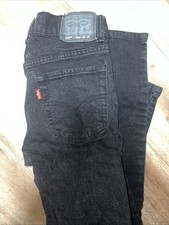 Vintage Levi's 550 Slim Boys Size 16 28x28 Black Denim Jeans Skinny 5 Pocket