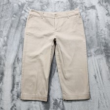 Vintage St Johns Bay Pants Womens 10 Tan Khaki Mid Rise Capri Office Preppy