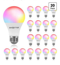 Smart Light Bulbs Dimmable A19 WiFi RGBCW Color Changing LED, Works w/Alexa 20PK