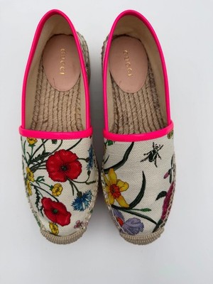 Gucci Flora Espadrilles aus Stoff und Leder Rosa