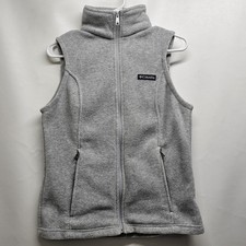 Columbia Fleece Vest Men s Small Gray Full Zip 100 Polyester Vietnam RN69724