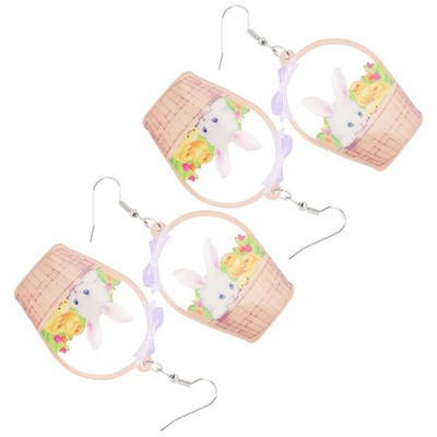 2 Pairs Ohrhänger Für Damen Cartoon-ohrringe Blumenkorbohrringe Lustige