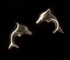New 14K 8mm Fine Solid Yellow Gold Dolphin Fish Sea Beach Ocean Stud Earrings RA