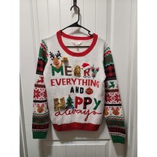 No Boundaries Ugly Christmas Sweater Merry Everything Juniors SIze L 11-13