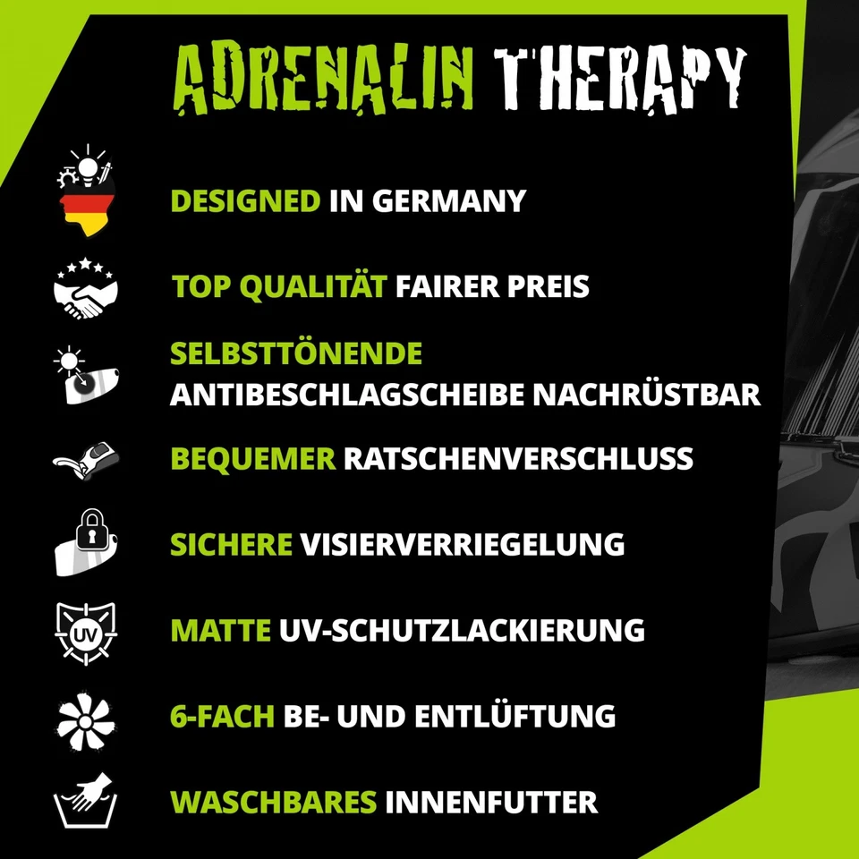 Broken Head (A-Minus-Ware) Integralhelm Adrenalin Therapy 4X Schwarz-Grün Matt - Bild 3 von 4