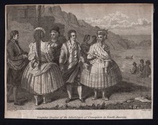 SINGULAR DRESSES OF THE INHABITANTS OF CONCEPTION IN SOUTH AMERICA 1797 ETCHING