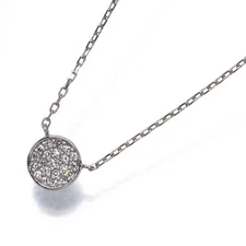 Auth agete Necklace Diamond 0.04ct Paved Circle Single-cut 900 850 Platinum
