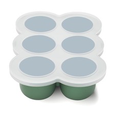 btrfe Baby Food Freezer Tray with Lid, 6 x 3 Ounce Silicone Green