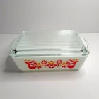 VTG Pyrex Friendship Refrigerator Casserole Dish W lid #503 Red Orange Birds
