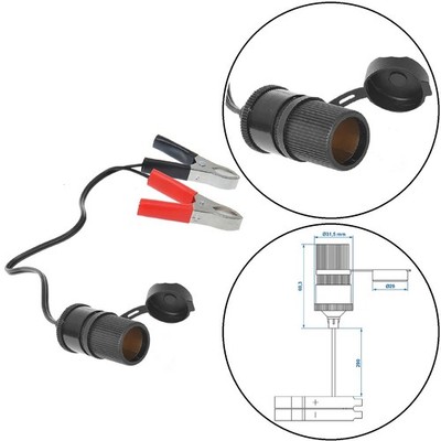 Zigarettenanzünder Steckdose 16A mit Batterieklemmen 12-24V Buchse Adapter