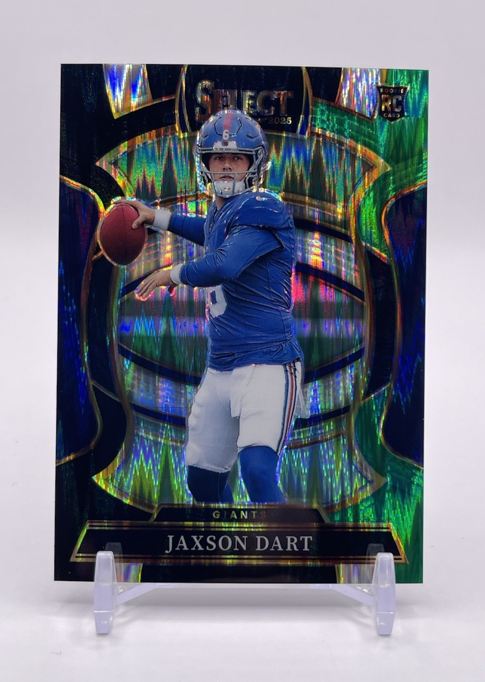 2025 Panini Select Jaxson Dart Black & Green Prizm Shock RC #93 New York Giants