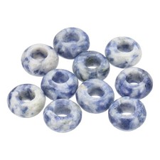 10 Pcs Natural Large Hole Gemstone Beads for DIY Jewelry Craft, Snow Blue