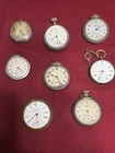8 Antique Men’s Pocket Watches, For Repair Only Elgin,Ingersoll,Bedford,Waltham