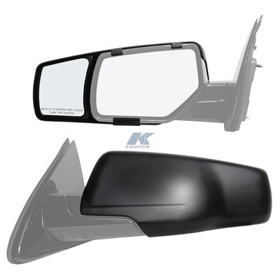K SOURCE 80920 Exterior Towing Mirror; Snap & Zap; Snap On; Manual; Black; Pair