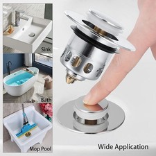 Universal Bathroom Sink Plug Stopper Wash Basin Core Bounce Pop Up Drain Filter