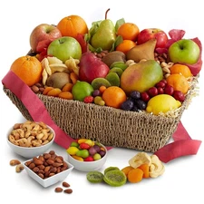 Fresh Fruit And Nut Gift Basket With Gourmet Chocolate Delights 1 Count