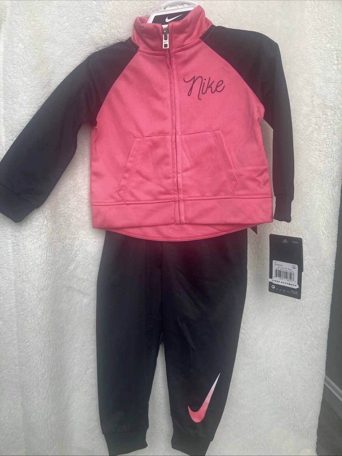 Nike 2 Piece Full Zip Jacket Elastic Pant Girl Set 24m Jogger Track Sweatsuit