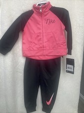 Nike 2 Piece Full Zip Jacket Elastic Pant Girl Set 24m Jogger Track Sweatsuit