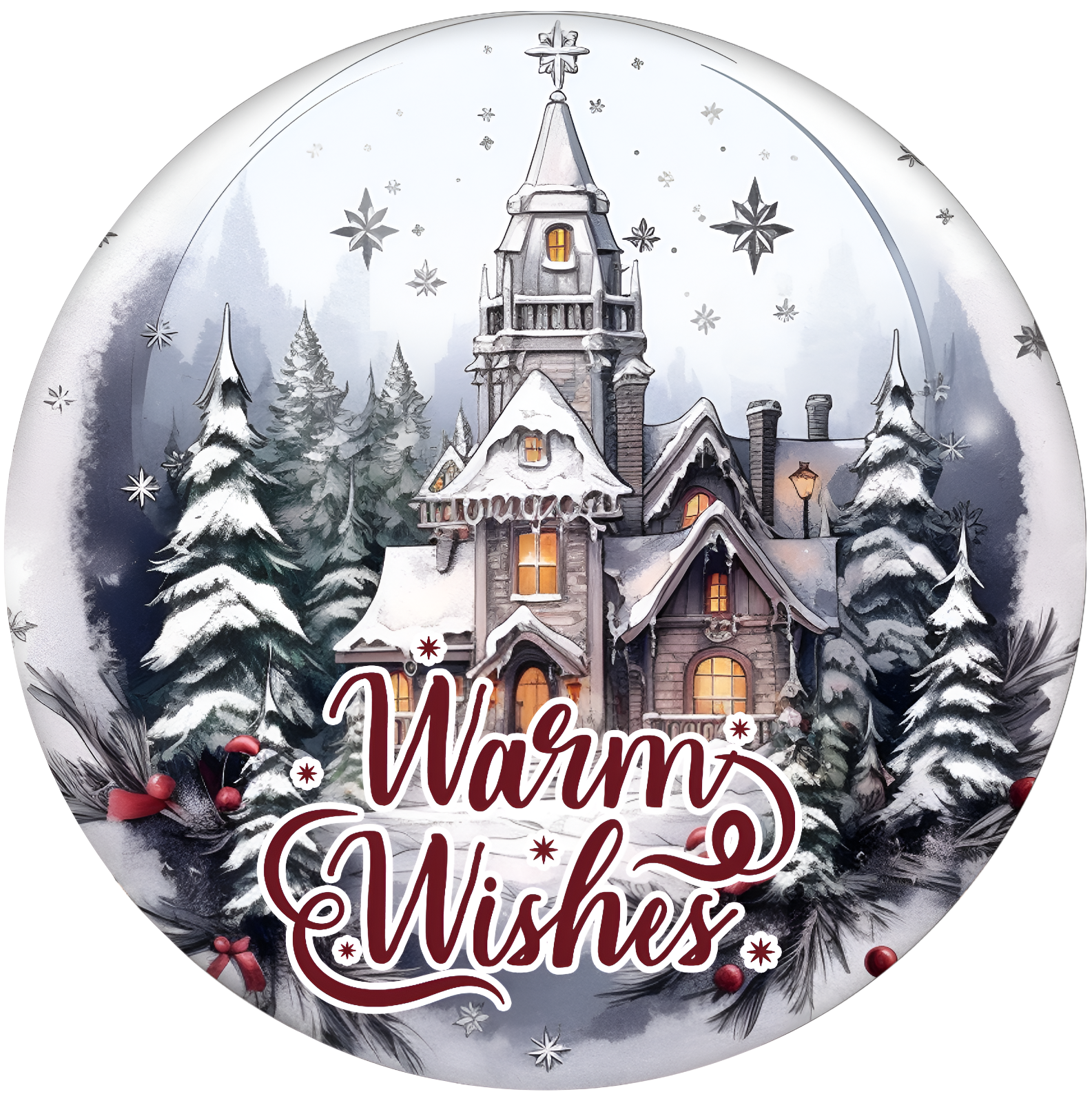 Beautiful Winter Scence Ceramic Christmas Tree Ornament
